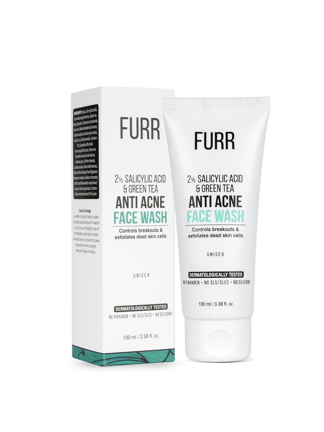

PEESAFE Furr Anti Acne Face Wash with Salicylic Acid & Green Tea - 100 ml, White