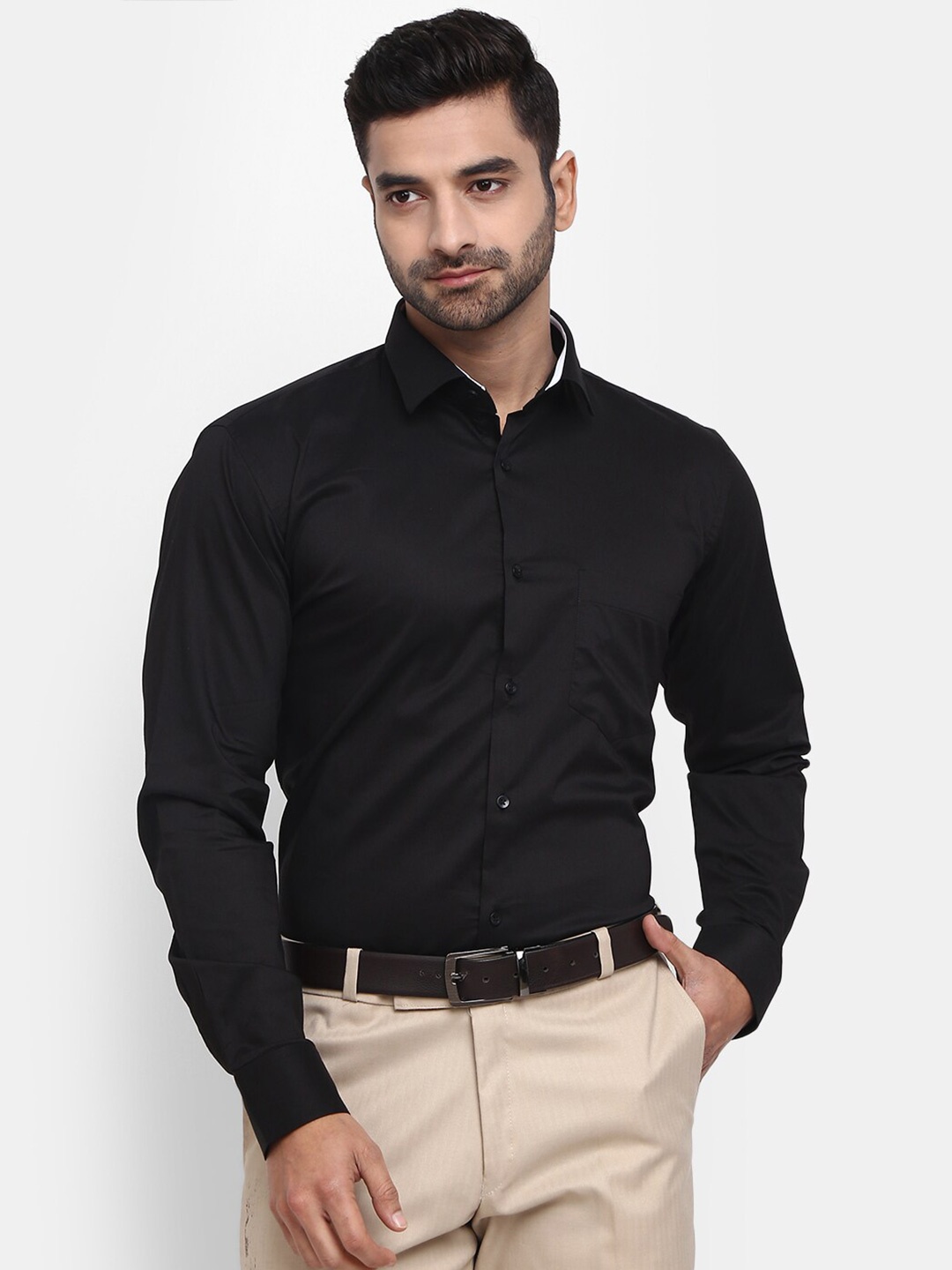 

J White by Vmart Men Classic Formal Cotton Shirt, Black