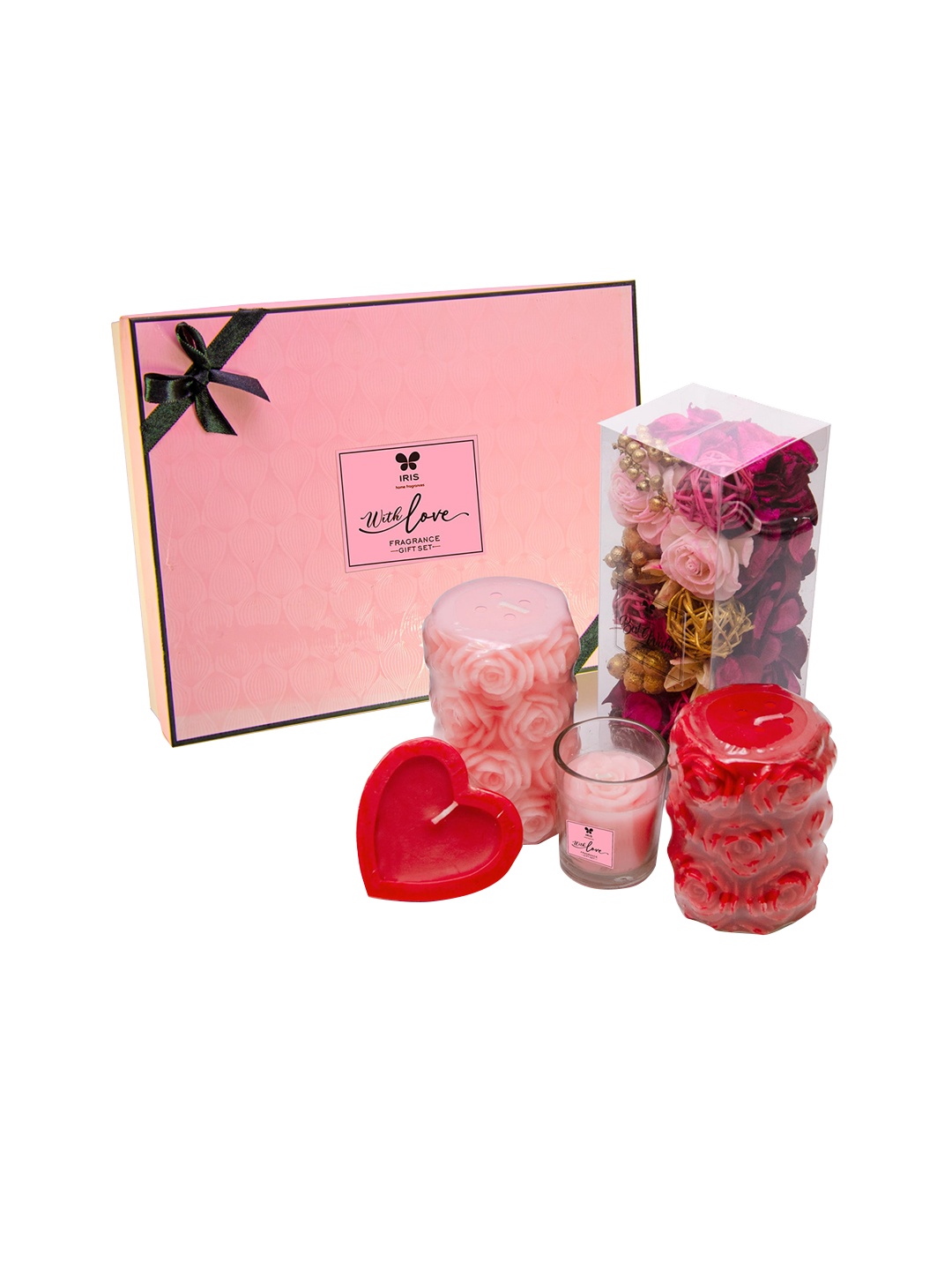 

Iris 5 Pcs Pink & Red Candles and Potpourri Fragrance Gift Set