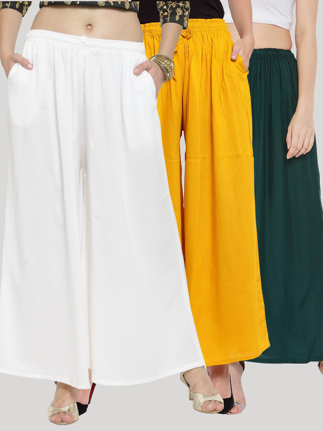 

Clora Creation Women White & Green 3 Palazzos