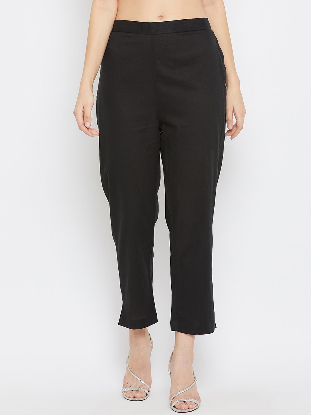 

Clora Creation Women Cotton Smart Easy Wash Trousers, Black