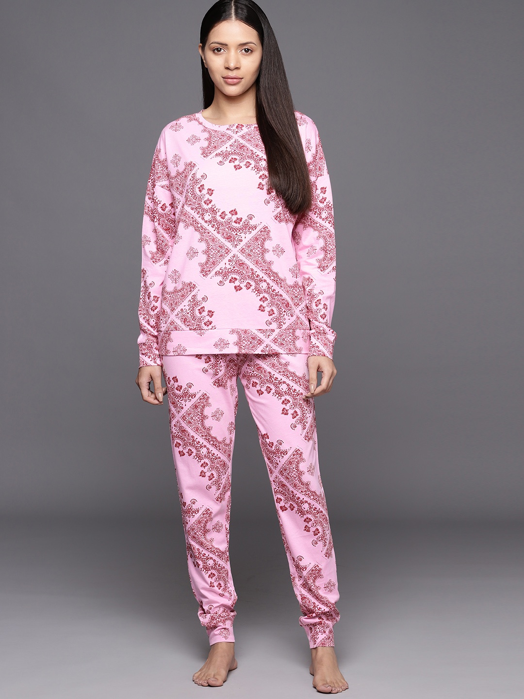 

NEXT Women Cotton Night suit, Pink