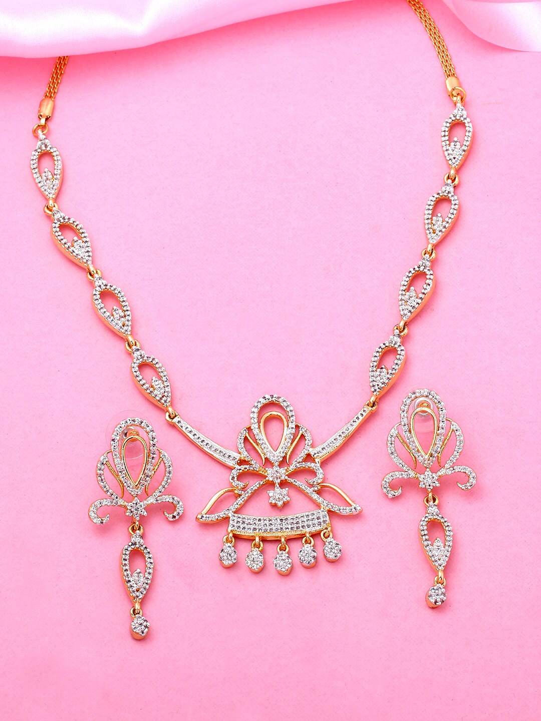 

Estele Gold-Plated Stone Studded Jewellery Set, White