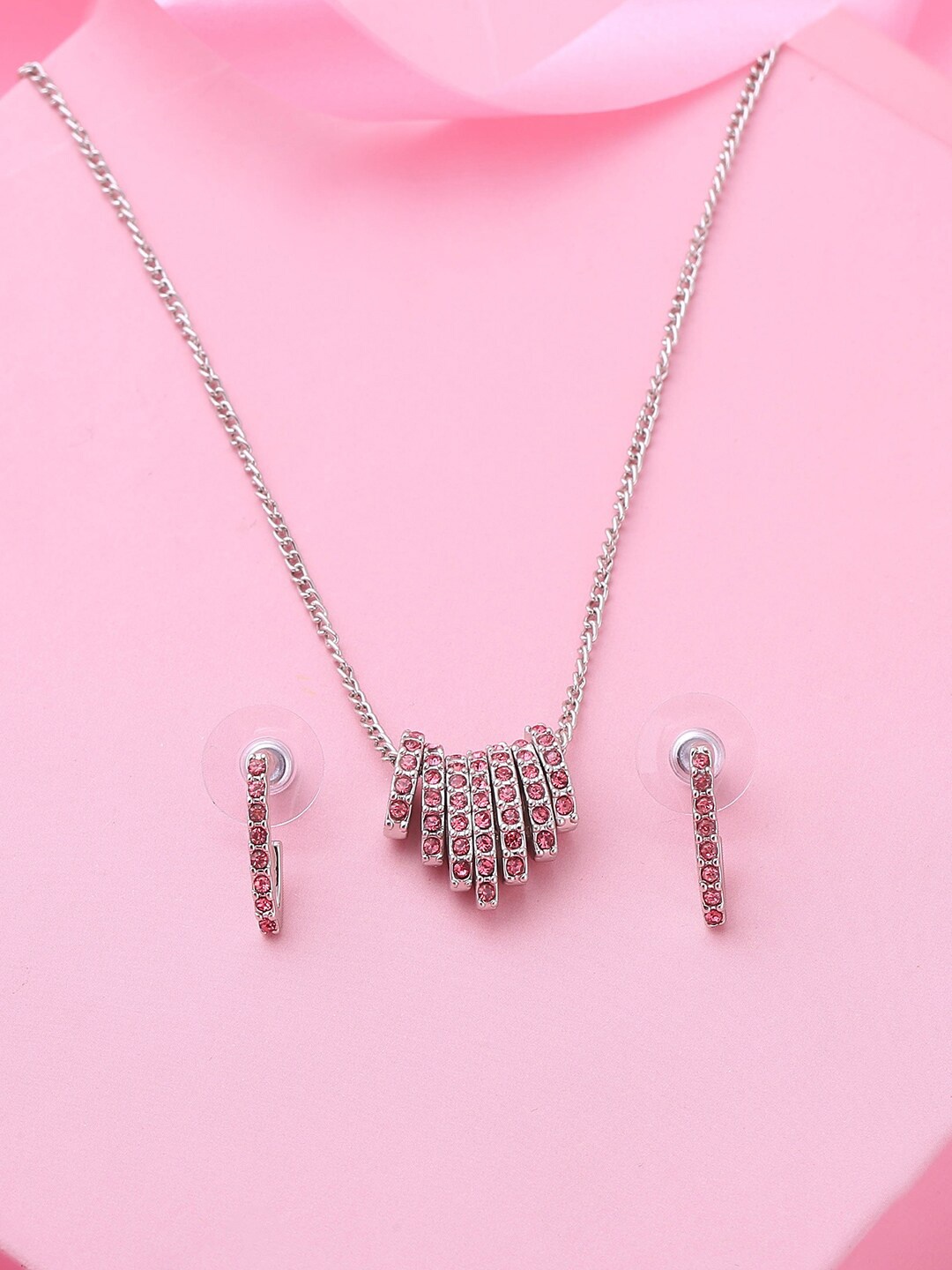 

Estele Rhodium Plated Crystal Detail Glittering Jewellery Set, Silver