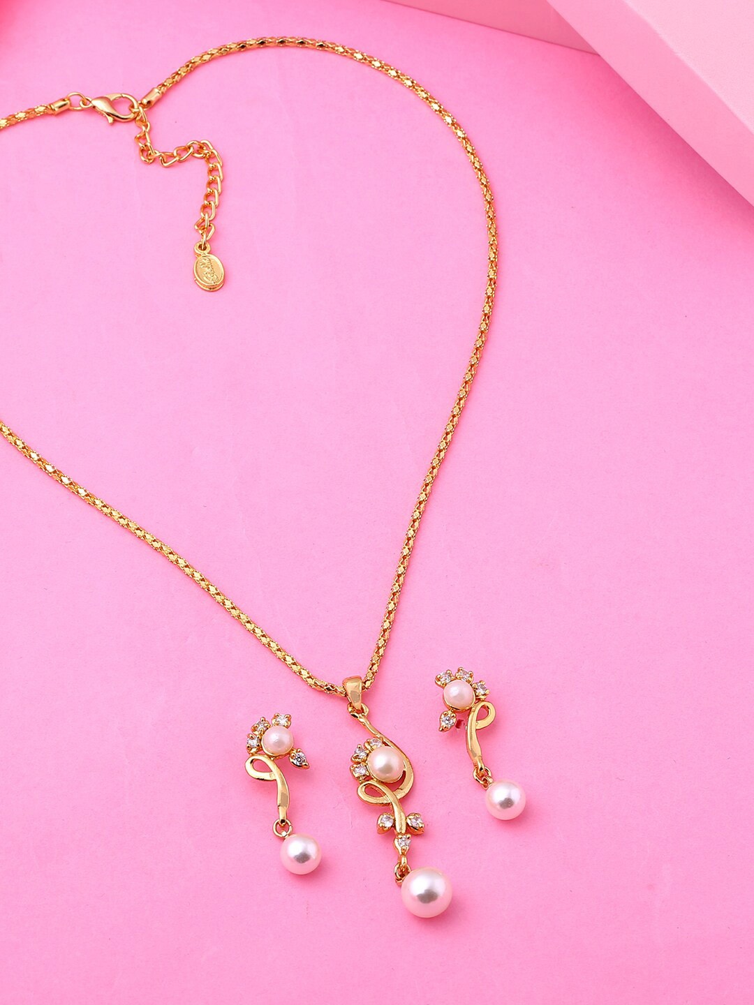 

Estele Rose Gold-Plated CZ-Studded Jewellery Set, White