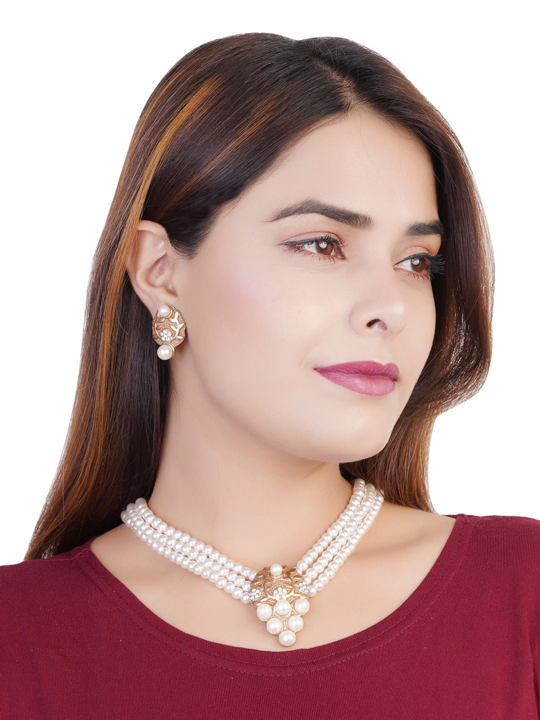 

Estele Gold Plated Pearl Detail Scintillating Jewellery Set