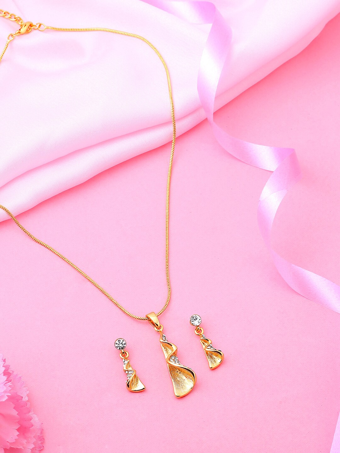 

Estele Gold-Plated Crystals-Studded Jewellery Set, White