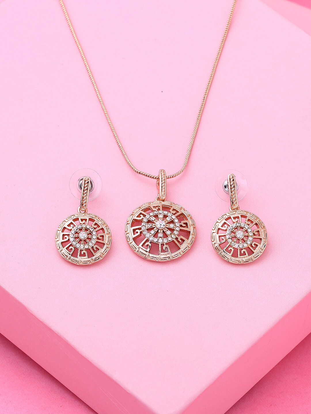 

Estele Rose Gold-Plated Crystal-Studded Jewellery Set