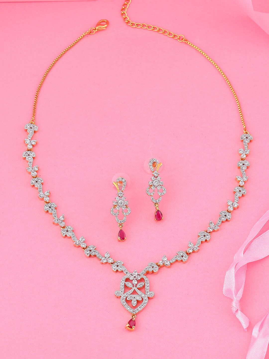 

Estele Gold-Plated CZ-Studded Jewellery Set