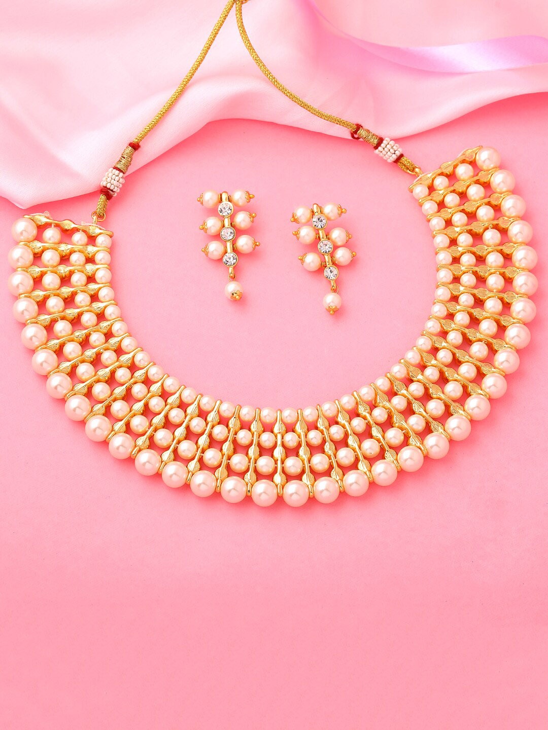 

Estele Gold Plated Enchanting Traditional Kundan Jewellery Set, Peach