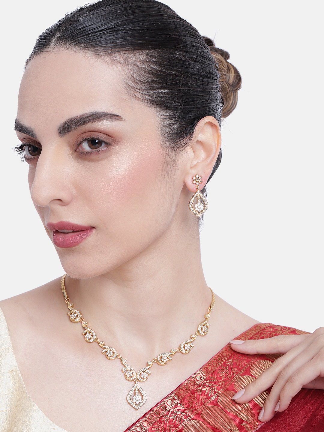 

Estele Gold Plated CZ Radiance Necklace Set