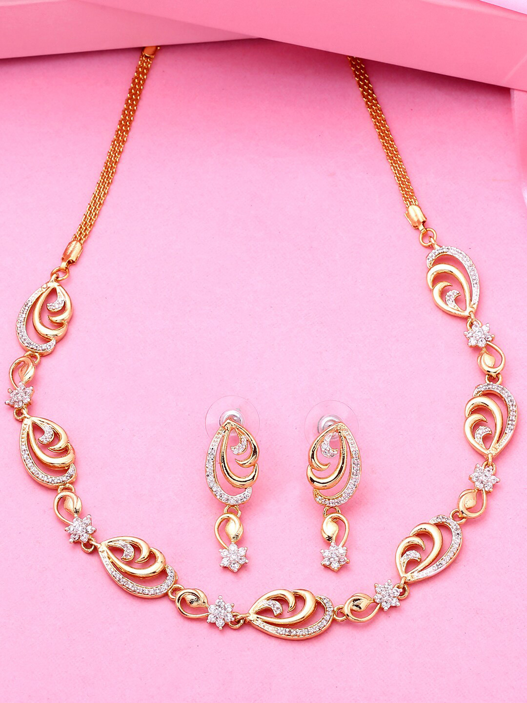 

Estele Gold-Plated Stone Studded Jewellery Set, White