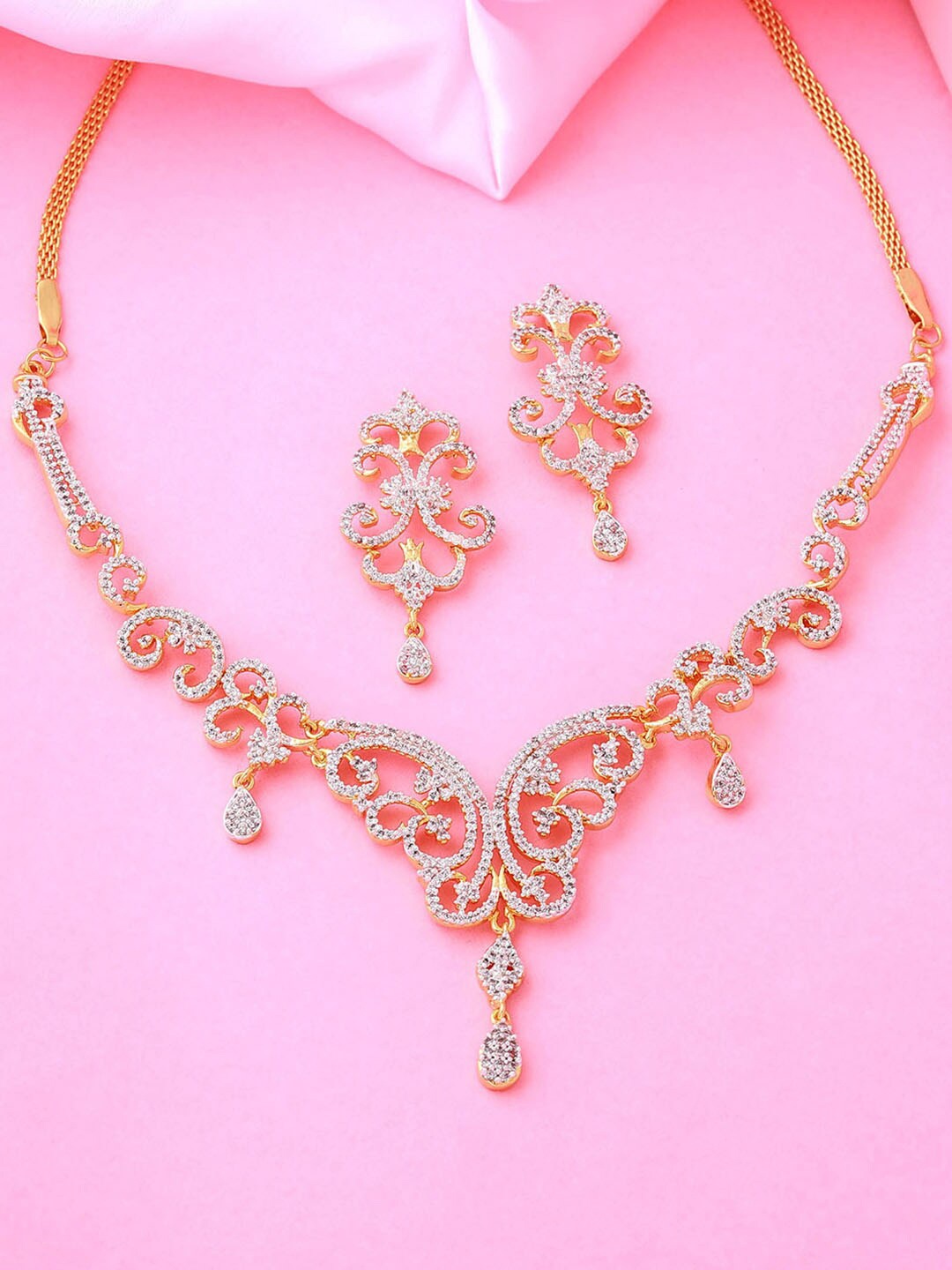 

Estele Gold-Plated CZ Stone Studded Jewellery Set, White