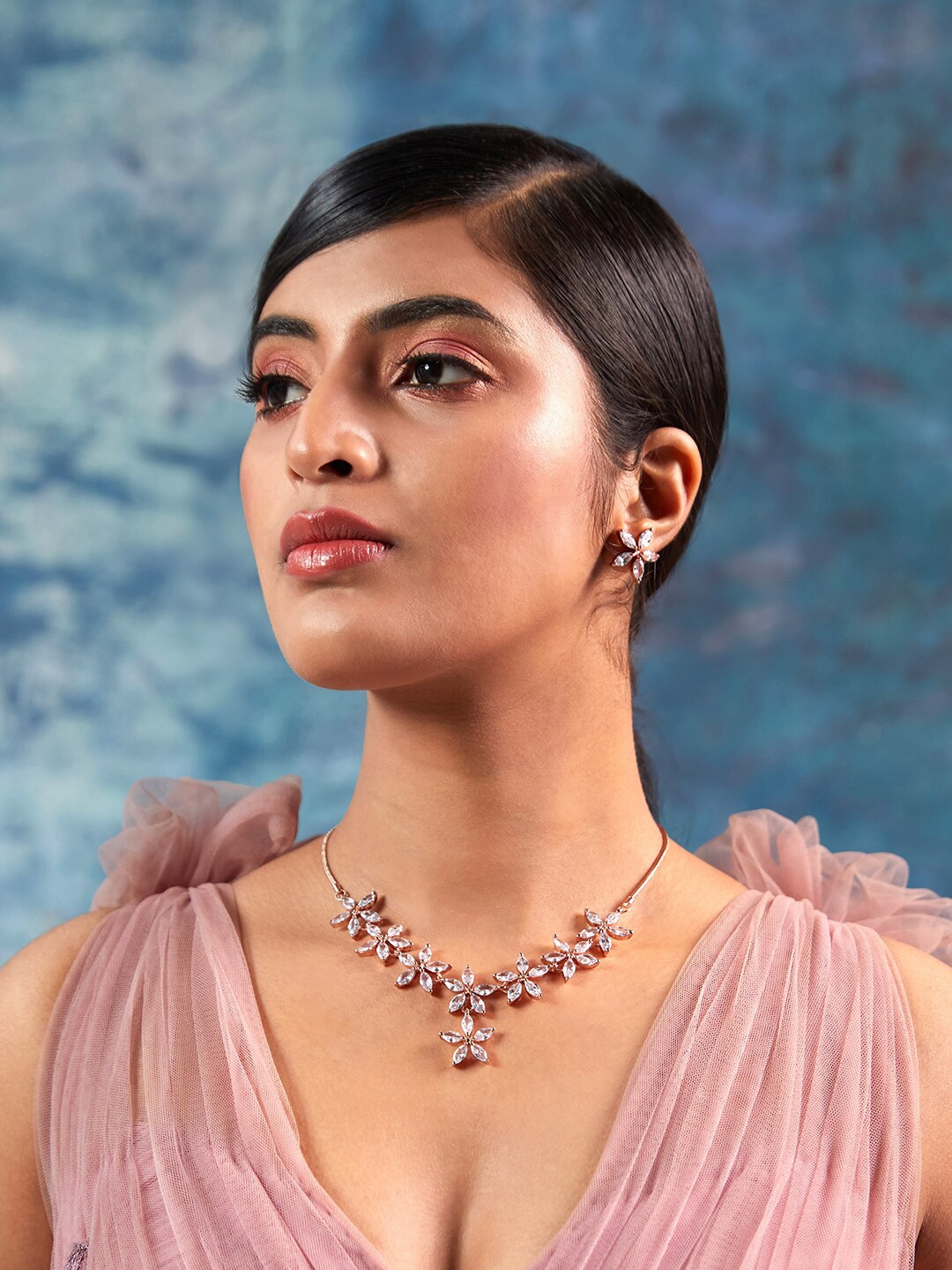 

Estele Rose Gold Plated CZ Marquise Star Jewellery Set, White