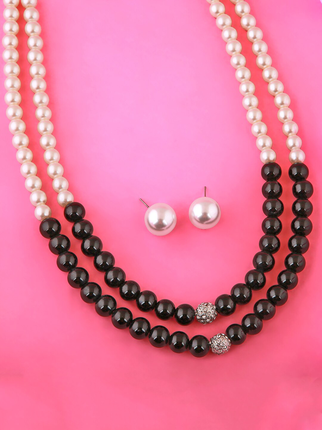 

Estele Rhodium-Plated Silver-Toned Artificial Beaded Jewellery Set