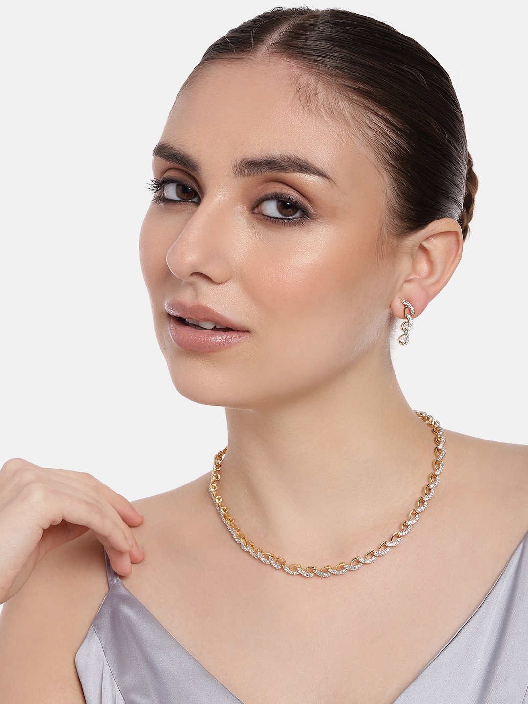 

Estele Women Gold Plated Sparkling Austrian Crystals Studded Jewellery Set