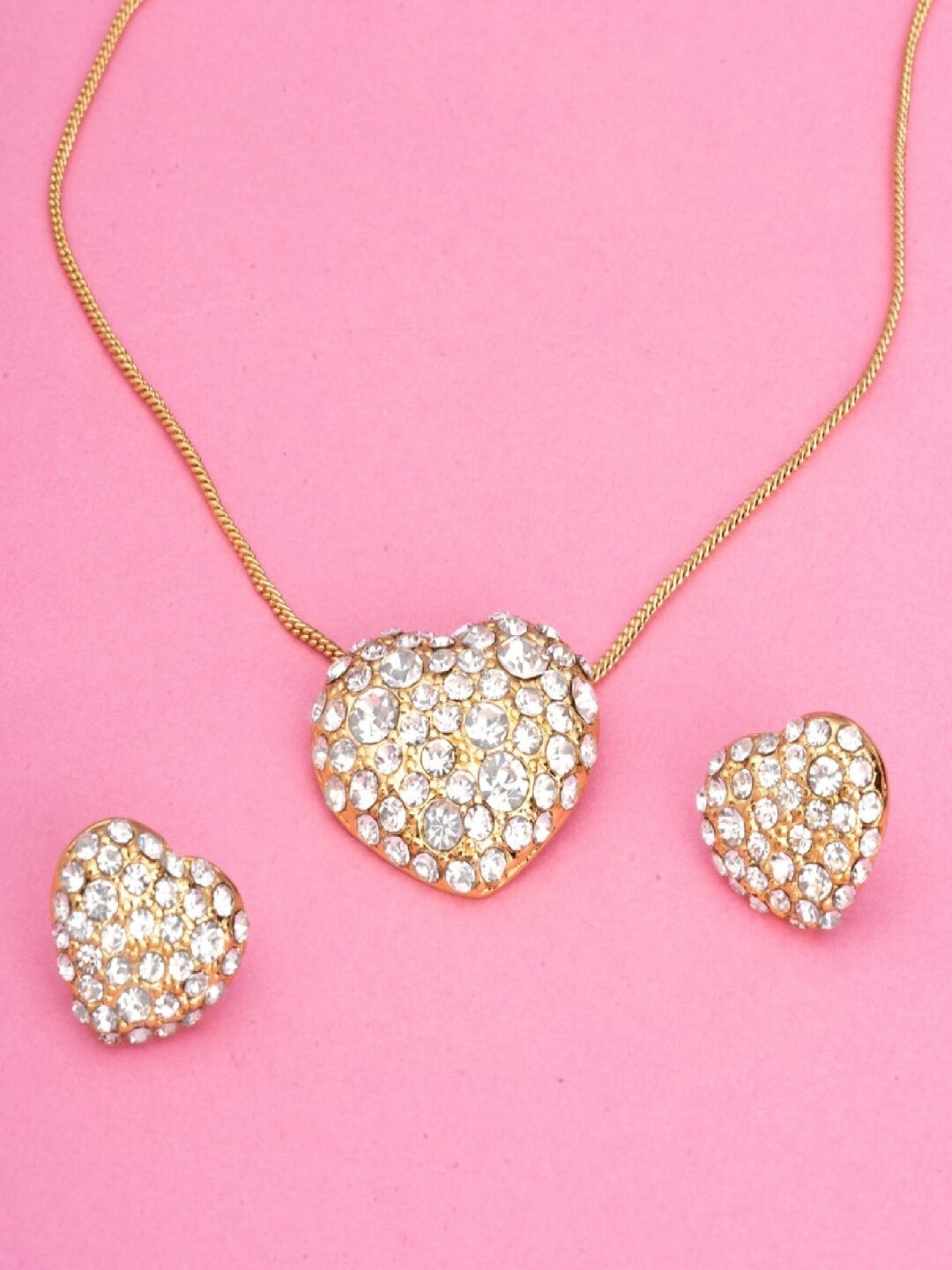 

Estele Gold-Plated Crystal Stone-Studded Jewellery Set, White