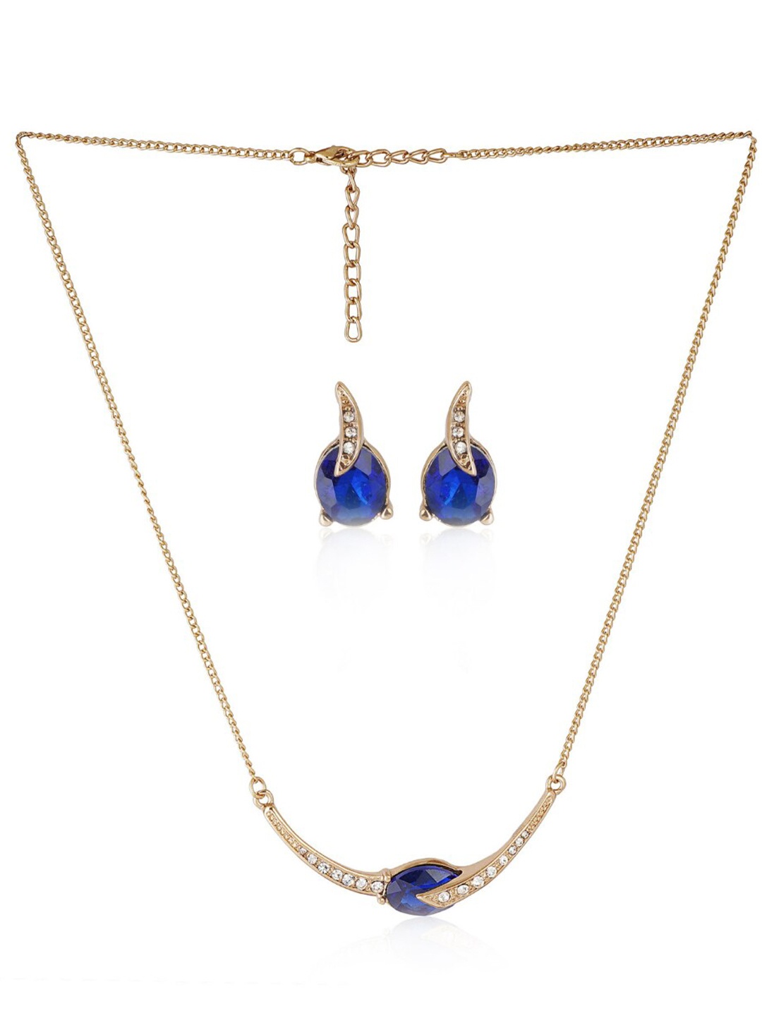 

Estele Gold Plated Beautiful Necklace set with Crystals, Blue