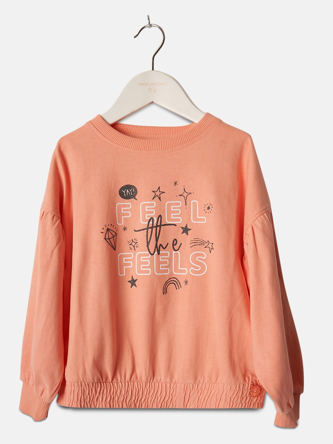 

Angel & Rocket Girls Printed Cotton Pullover Sweatshirt, Orange
