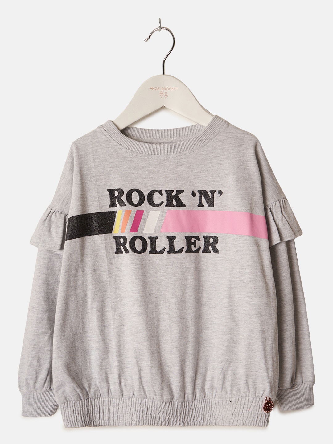 

Angel & Rocket Girls Printed Cotton Sweatshirt, Grey