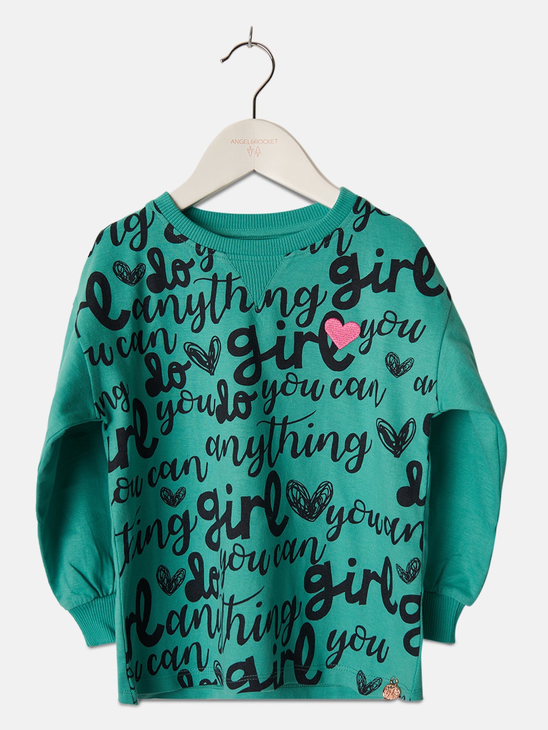 

Angel & Rocket Girls Printed Cotton Sweatshirt, Green