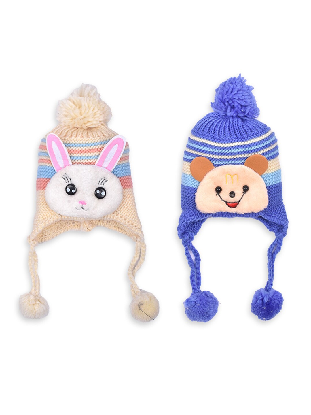 

Moms Home Kids Pack Of 2 Woolen Caps, Blue
