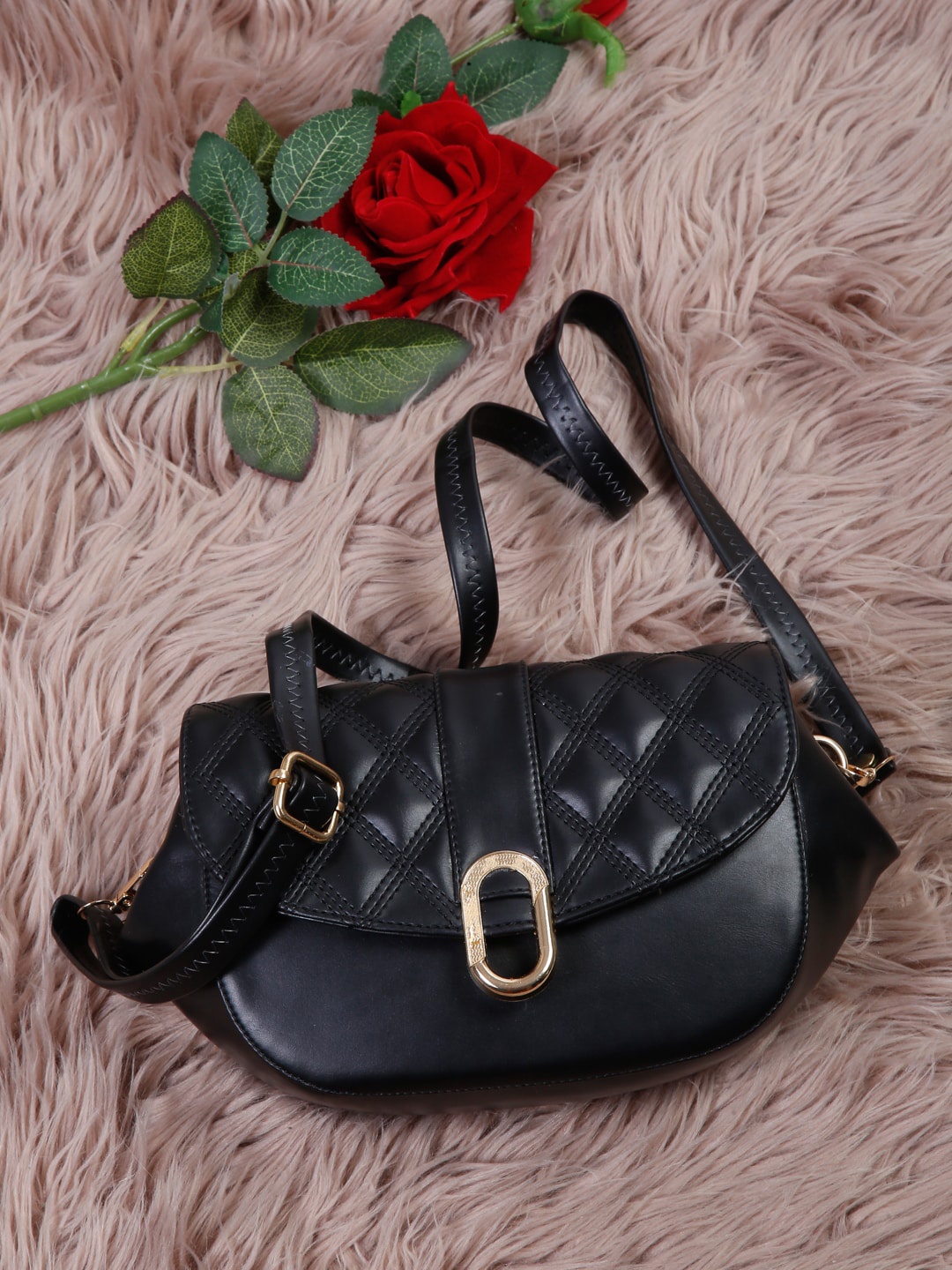 

Apsis Textured Structured Sling Bag, Black