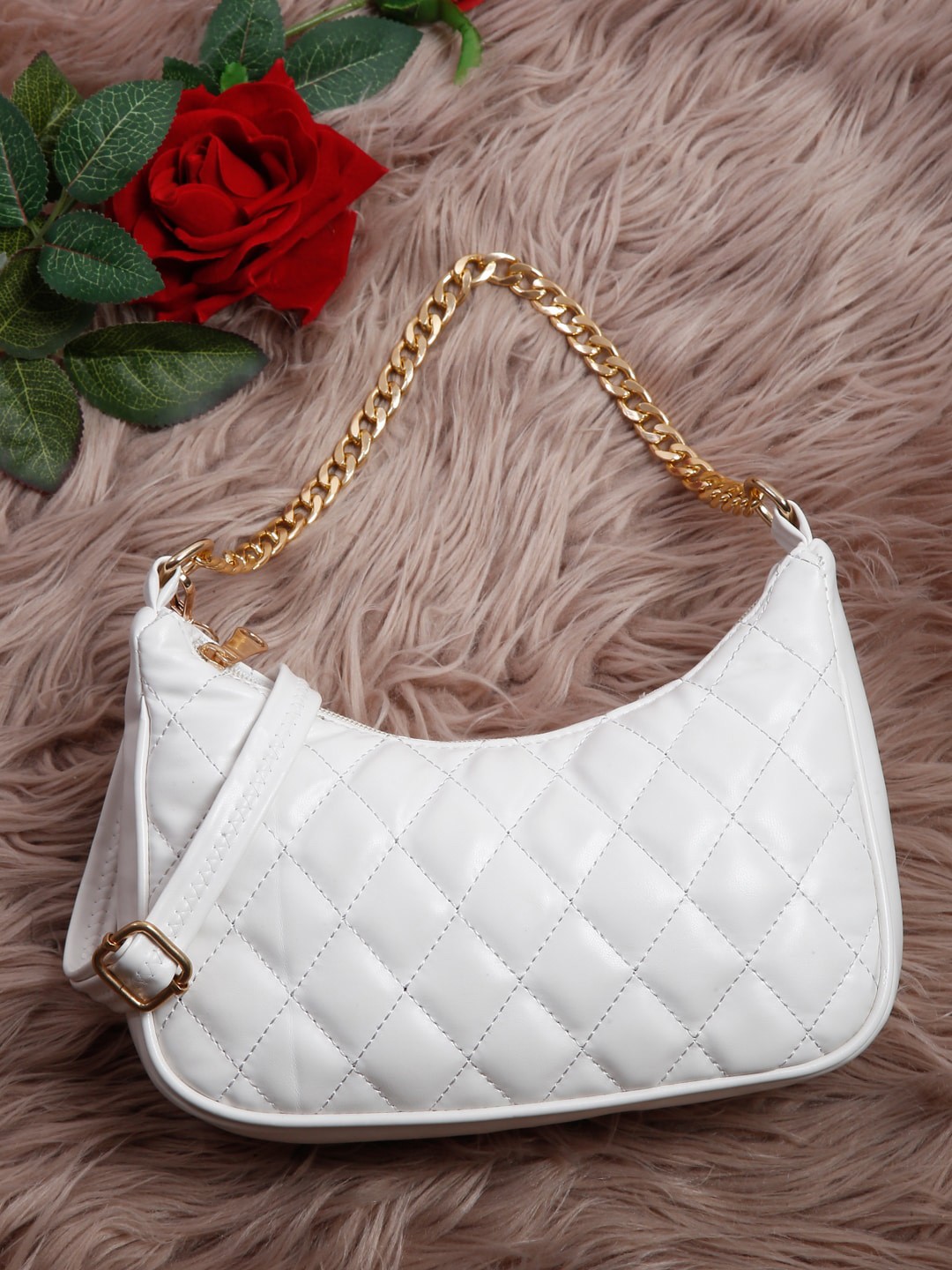 

Apsis Textured Structured Handheld Bag With Quilted, White