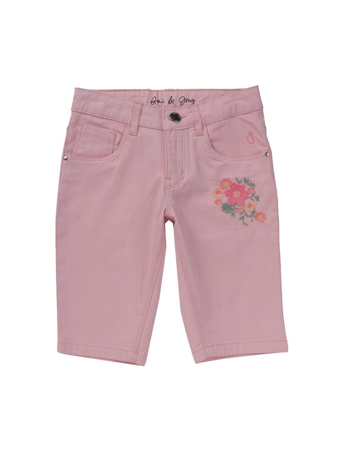 

Gini and Jony Girls Embroidered Mid-Rise Jeans, Pink