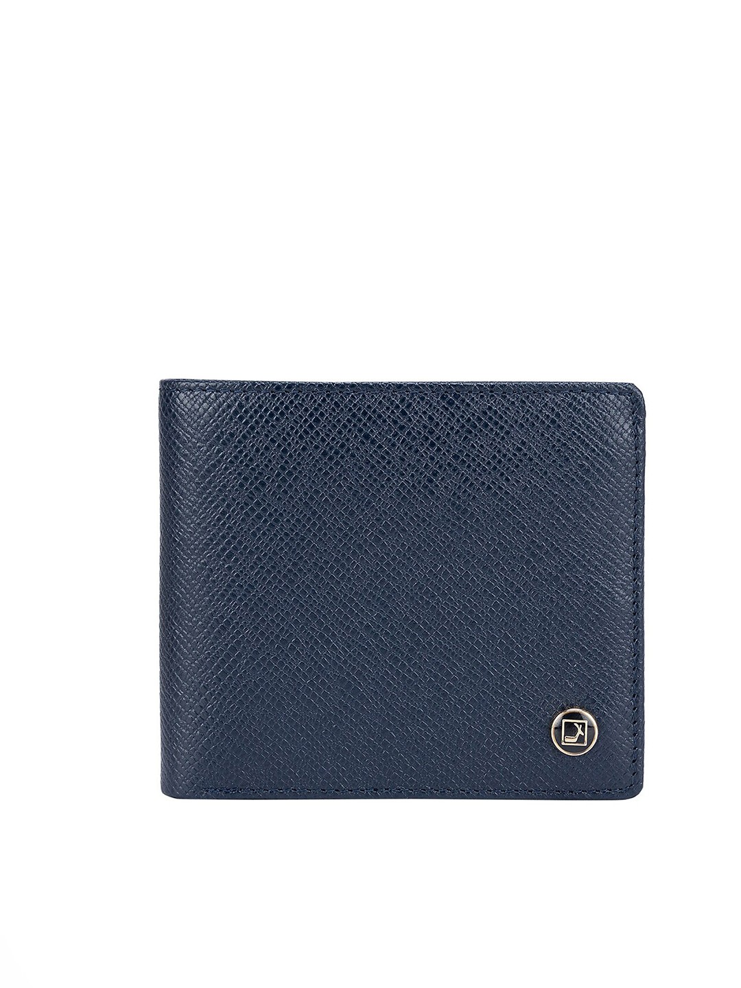 

Da Milano Men Textured Leather Two Fold Wallet, Navy blue