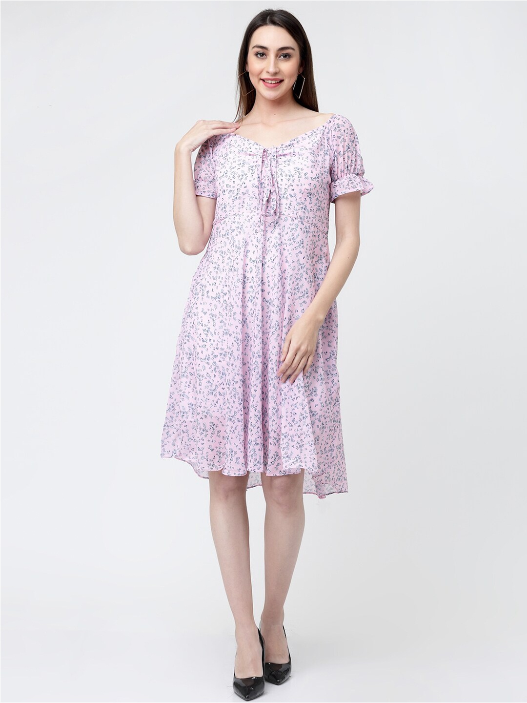 

MISS AYSE Floral Printed A-Line Dress, Pink