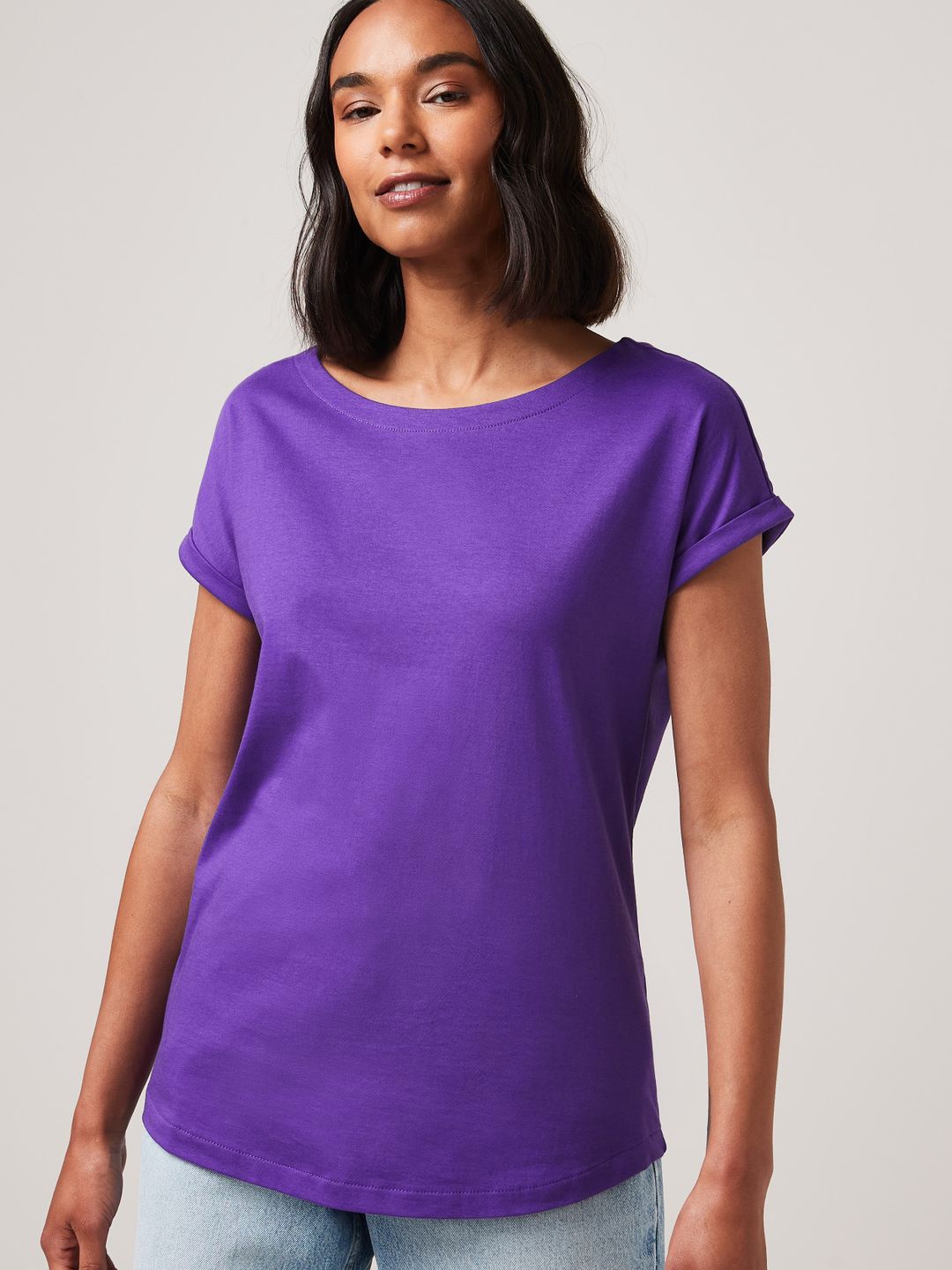 

NEXT Women Extended Sleeves Pure Cotton T-shirt, Purple