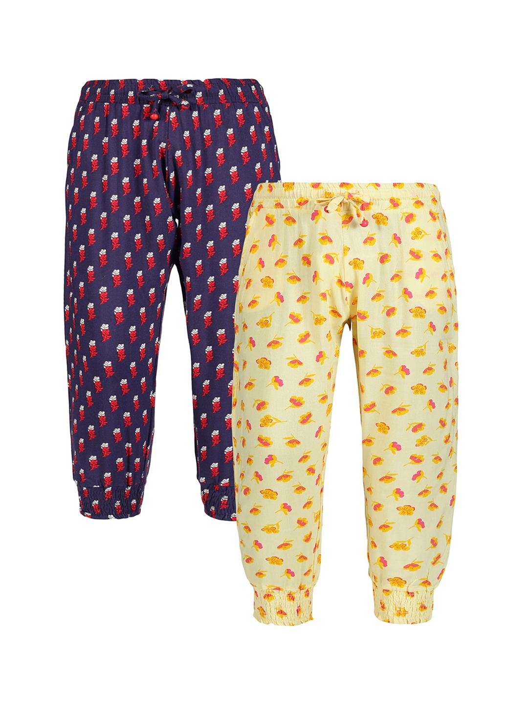 

PLUM TREE Girls Pack Of 2 Leaf Printed Joggers, Blue