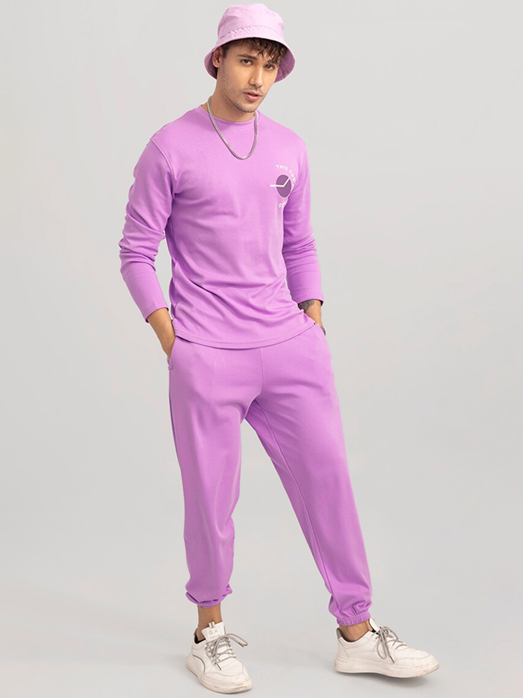 

Snitch Men Printed Sweatshirt with Joggers, Purple