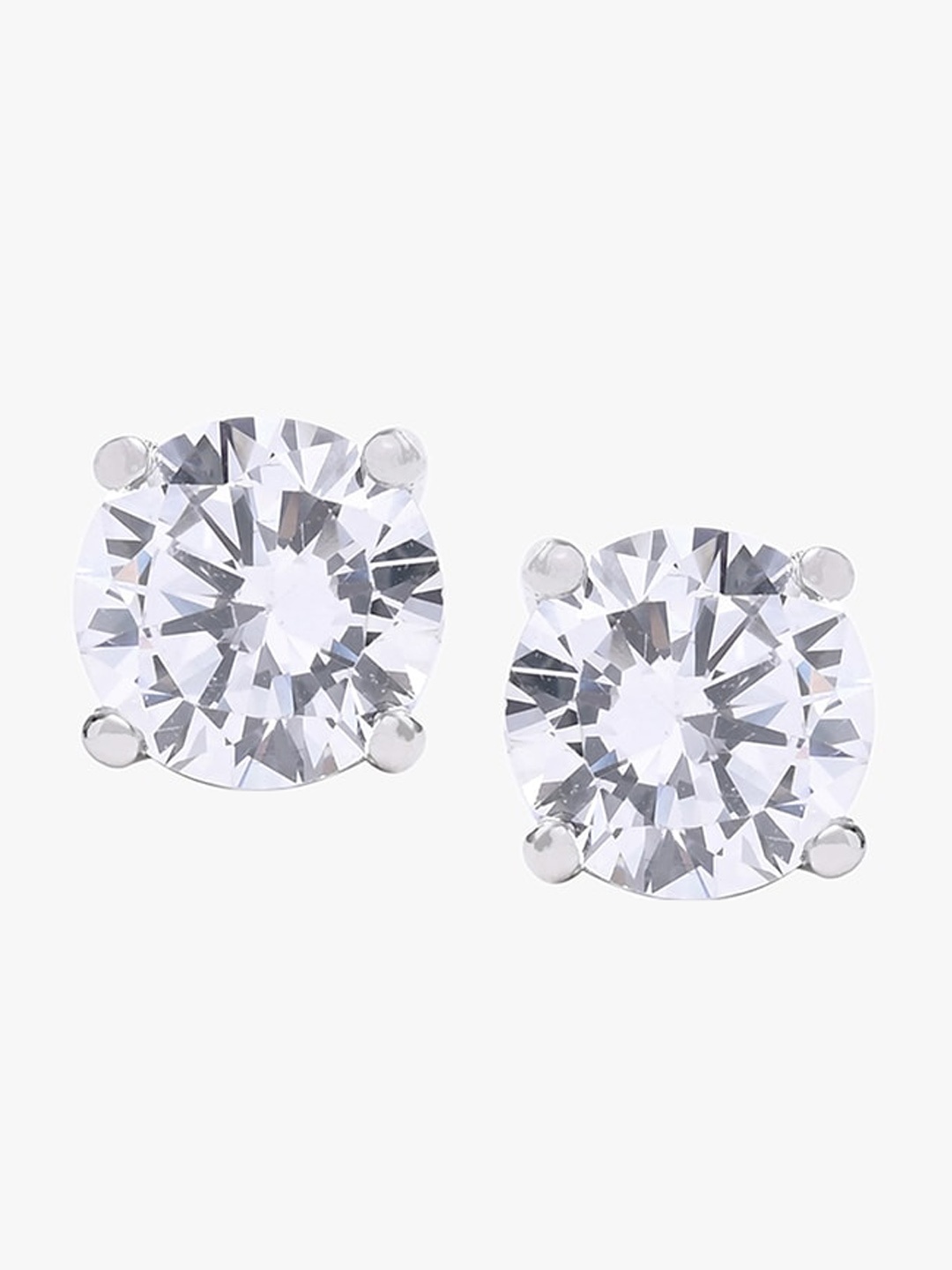 

March by FableStreet Silver-Plated Zircon Circular Studs Earrings, White