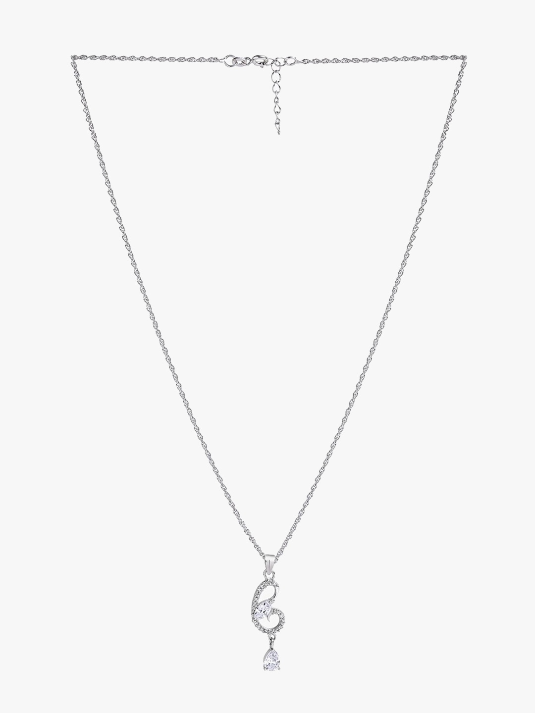 

March by FableStreet 92.5 Sterling Silver Rhodium-Plated CZ Stone-Studded Jewellery Set, White