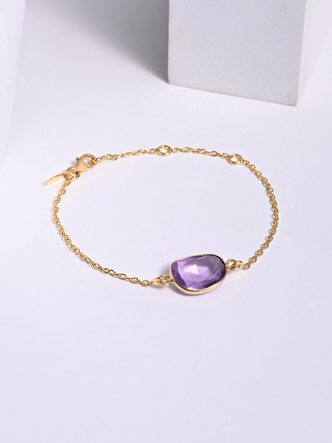 

March by FableStreet Women Sterling Silver Amethyst Gold-Plated Chain Bracelet