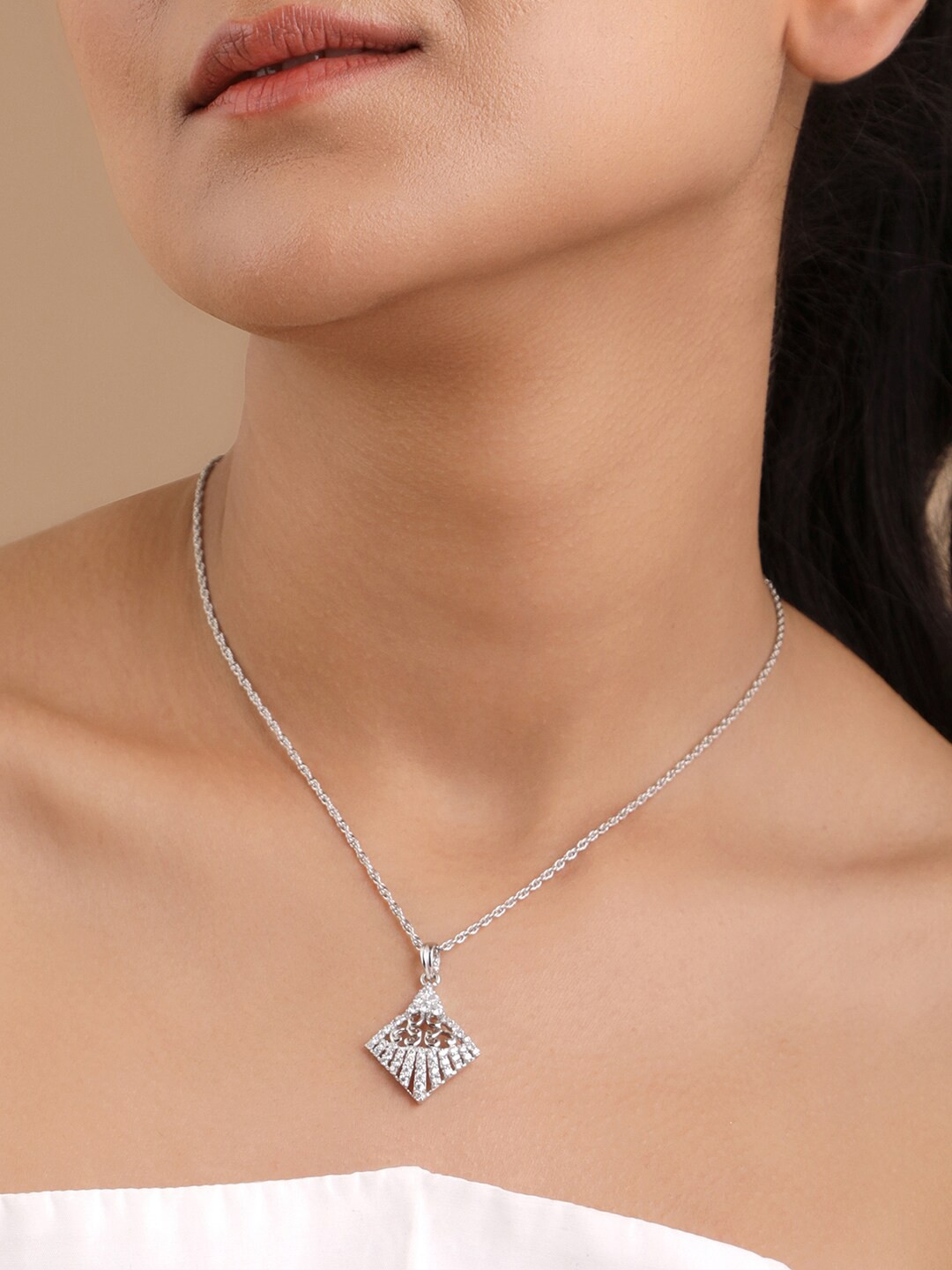

March by FableStreet Sterling Silver Rhodium-Plated Necklace, White