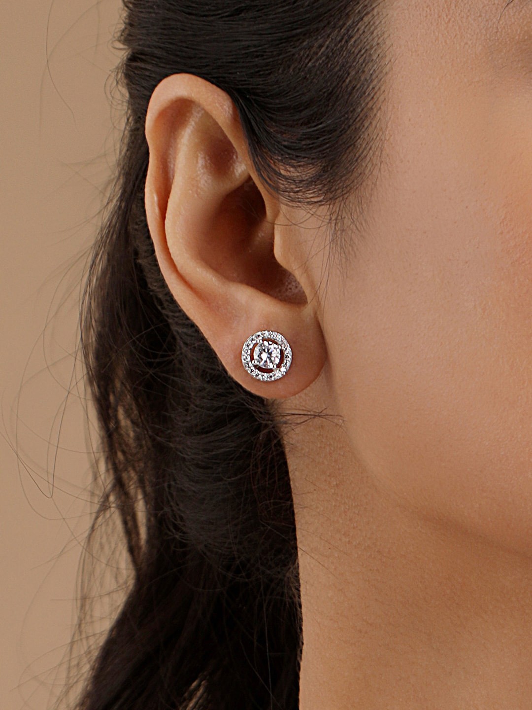 

March by FableStreet Silver-Toned Classic Studs Earrings