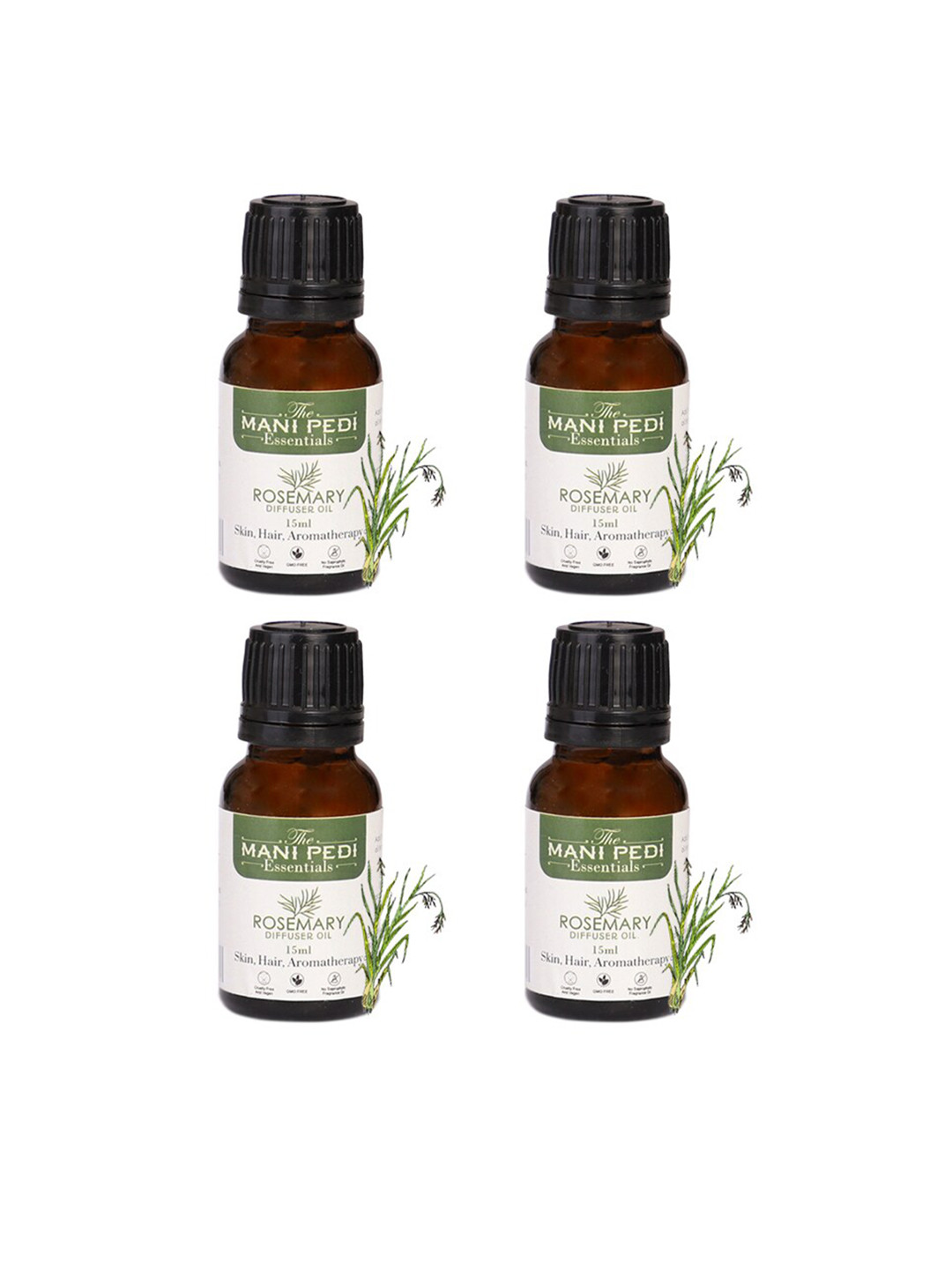 

The Mani Pedi Essentials 4 Pcs Rosemary Fragrance Aroma Oil, Brown
