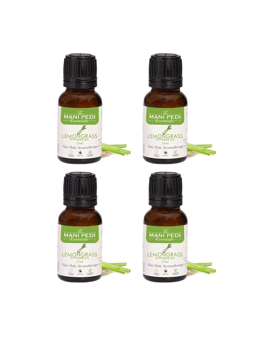 

The Mani Pedi Essentials 4 pcs Lemongrass Diffuser Oil 60 ml, Brown