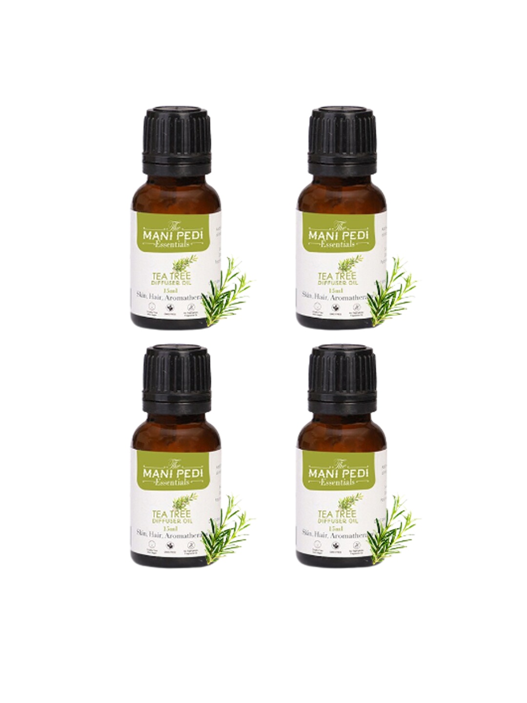 

The Mani Pedi Essentials 4-Pcs Tea Tree Fragrance Aroma Oil, Brown