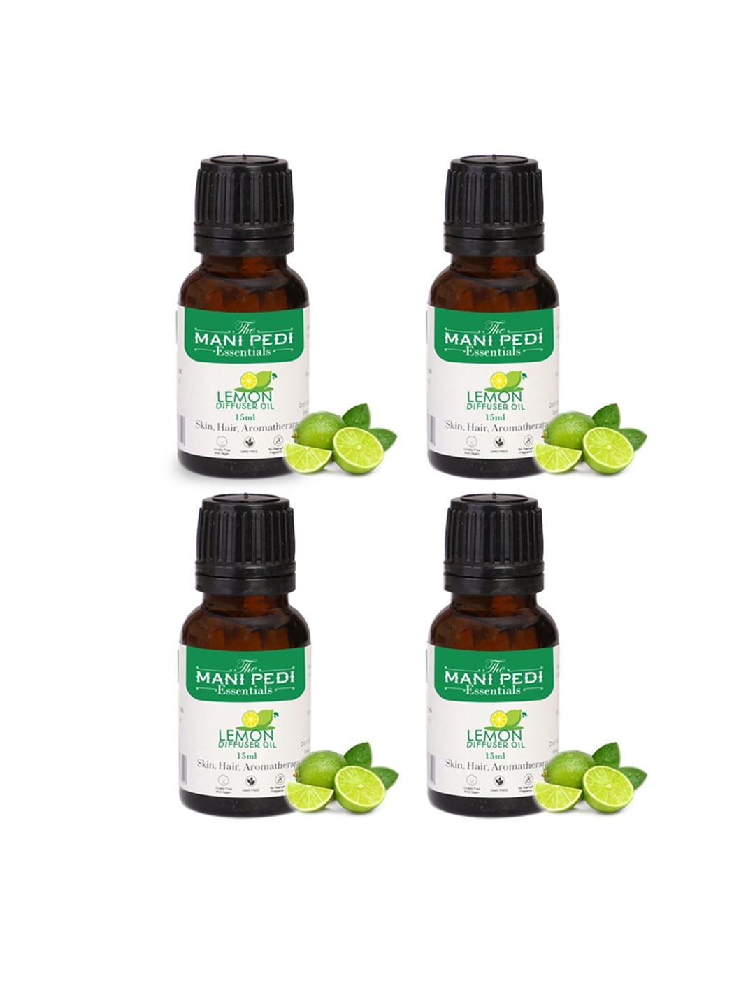 

The Mani Pedi Essentials 4 Pcs Lemon Diffuser Fragrance Aroma Oil, Brown