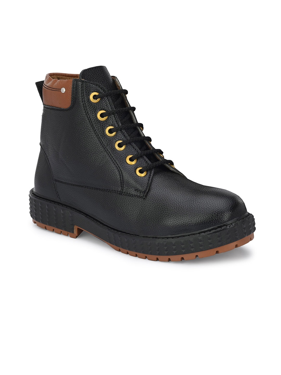 

Azzaro Black Men Textured Mid-Top Biker Boots