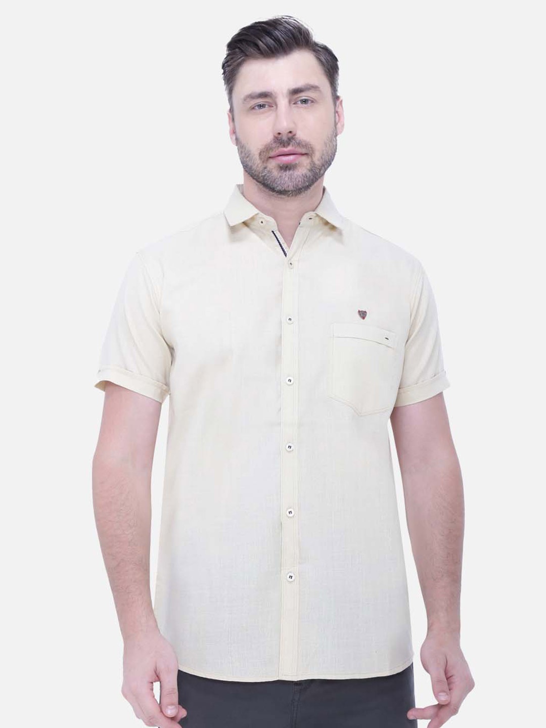 

Kuons Avenue Men Smart Slim Fit Casual Shirt, Cream