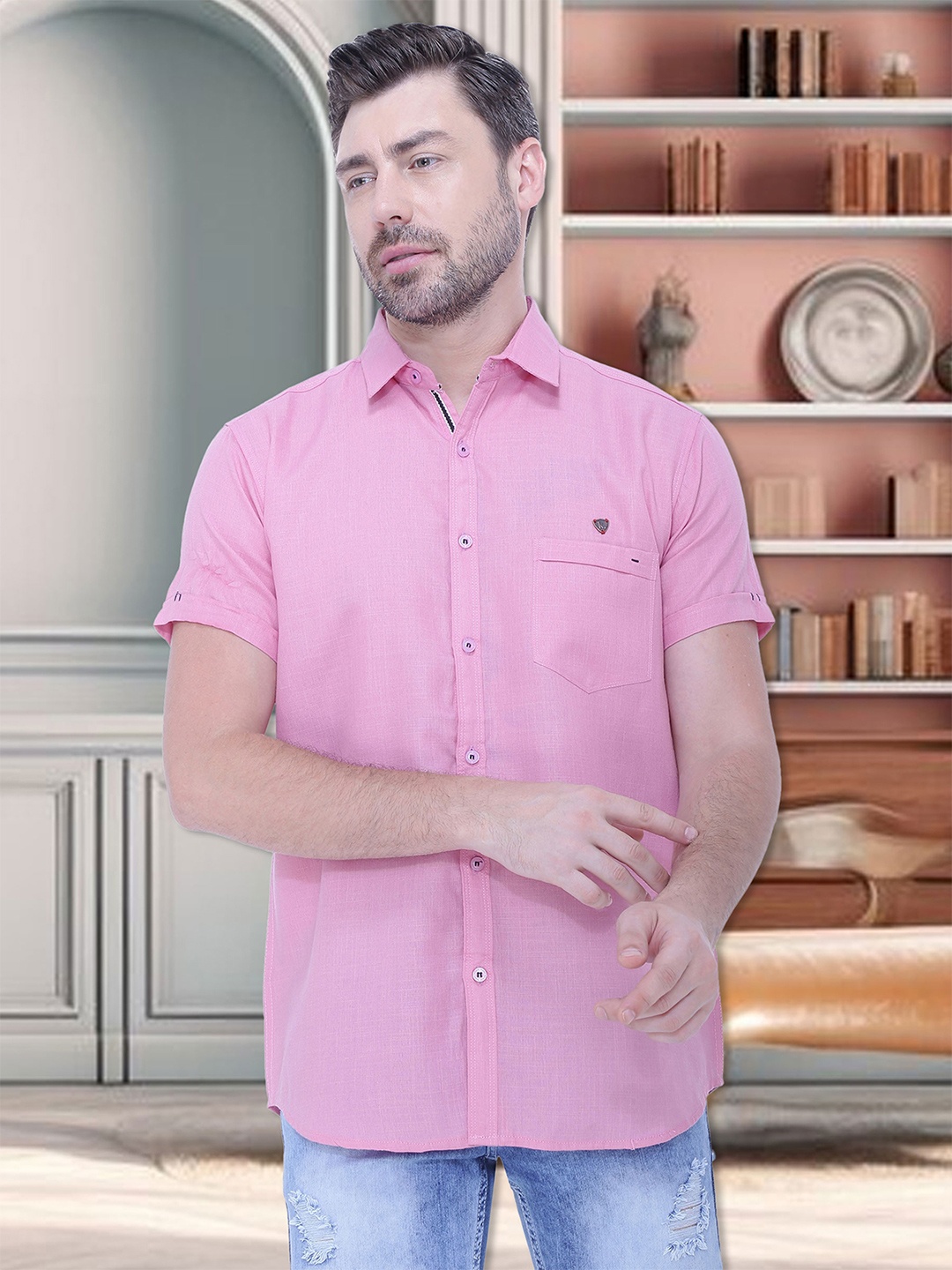 

Kuons Avenue Men Smart Slim Fit Casual Shirt, Pink