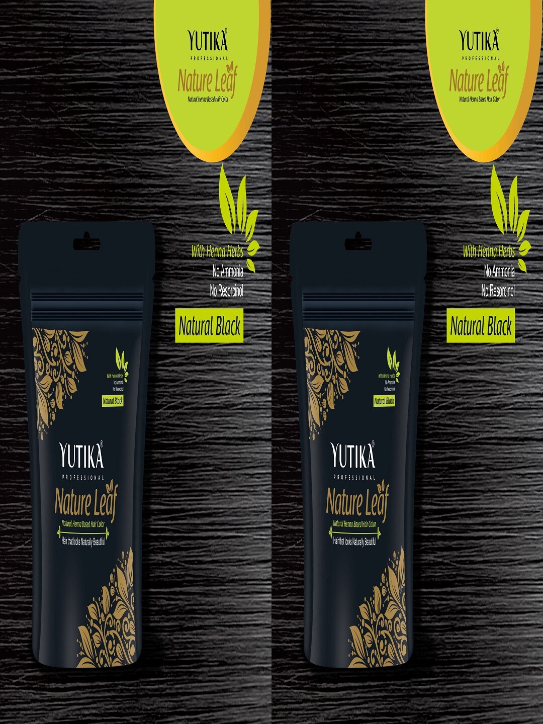 

YUTIKA Nature Leaf Set Of 2 Henna Based Hair Color 30 gm Each, Black