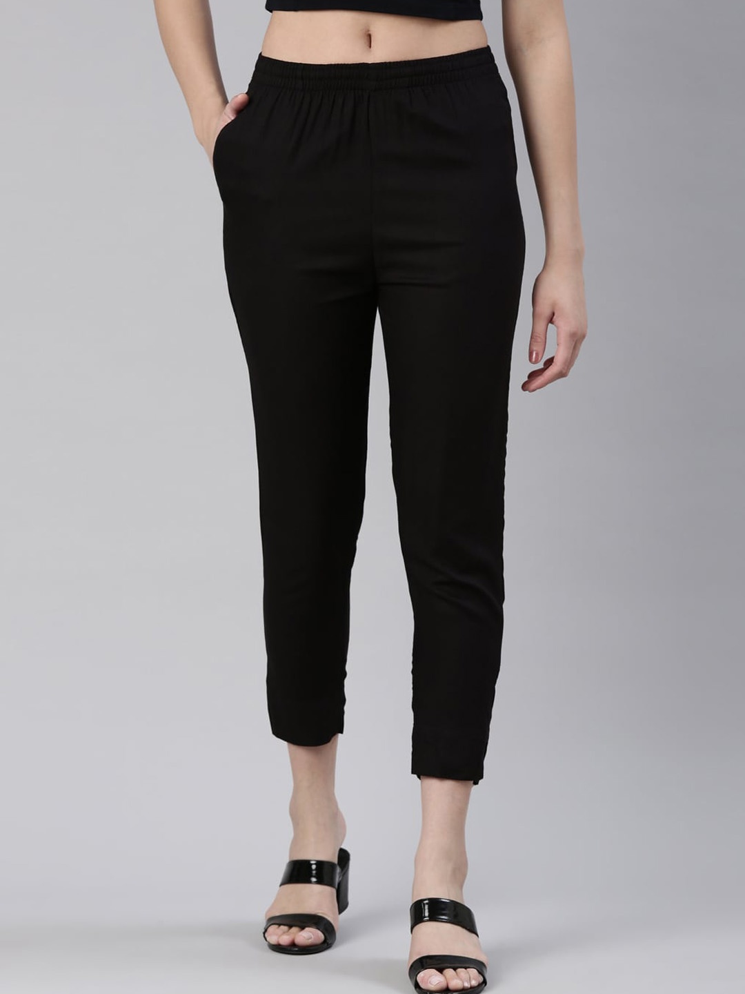 

Kryptic Women Smart Slim Fit Trousers, Black