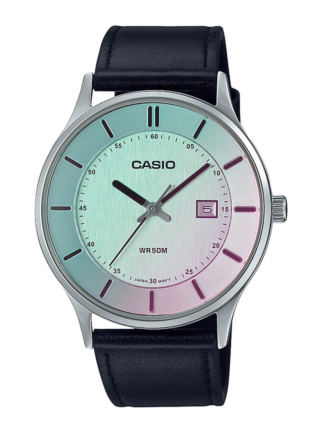 

CASIO Men Leather Straps Analogue Watch A2113, Blue