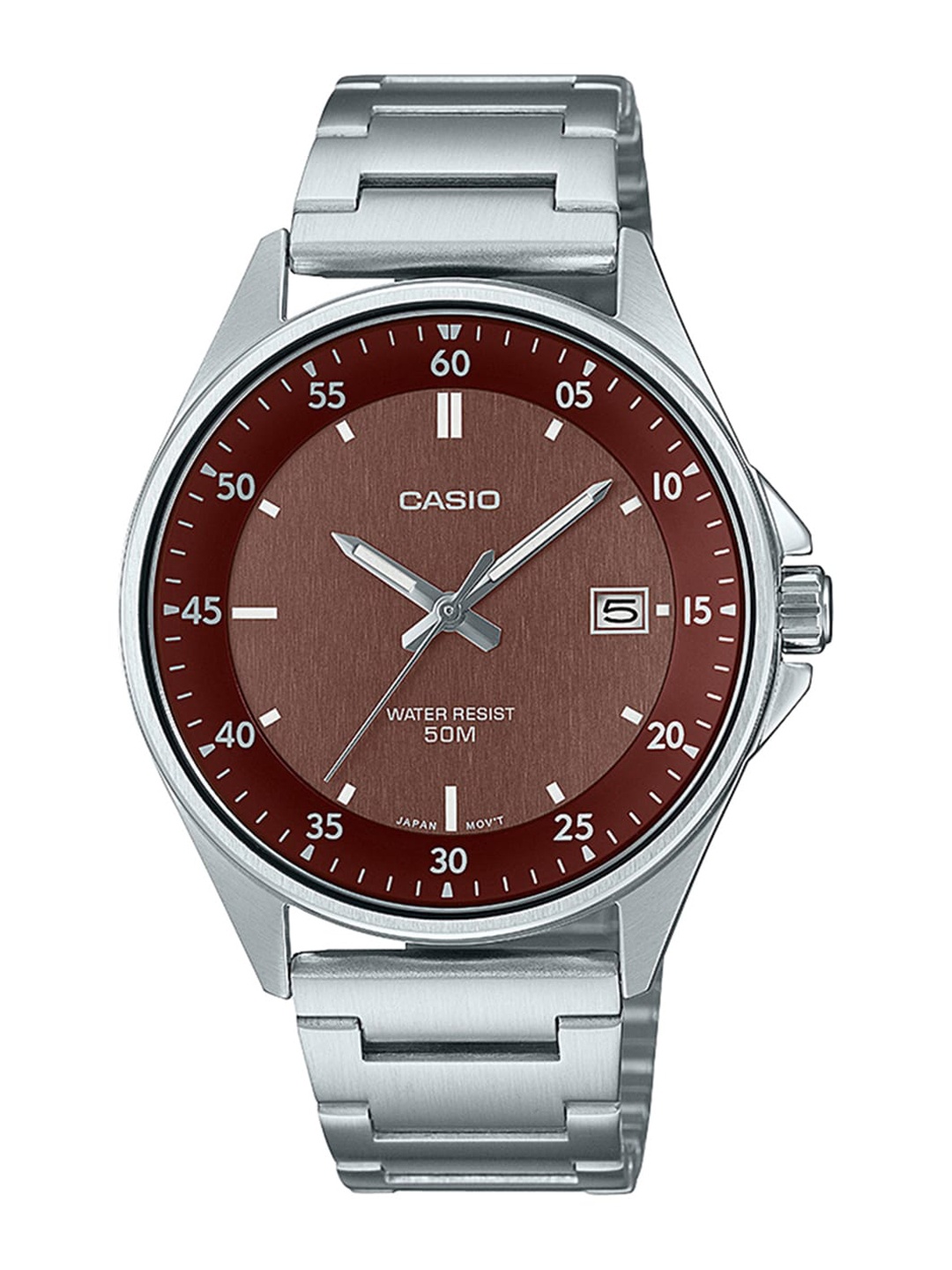 

CASIO Men Stainless Steel Bracelet Style Straps Analogue Watch A2102, Brown